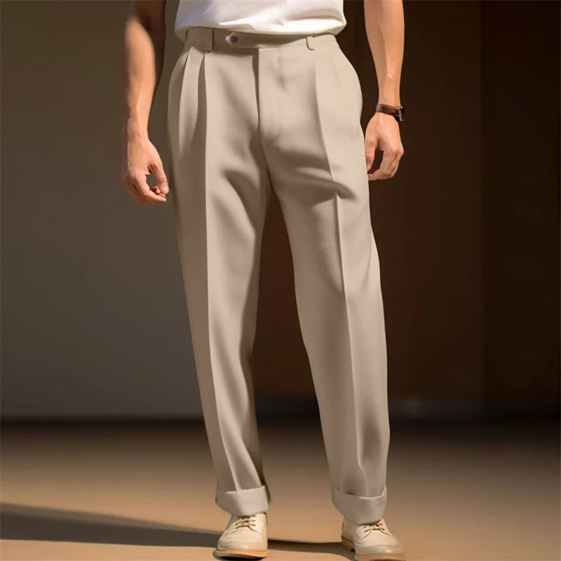 Hirigin Men Flat Front Dress Pants Regular Fit Casual