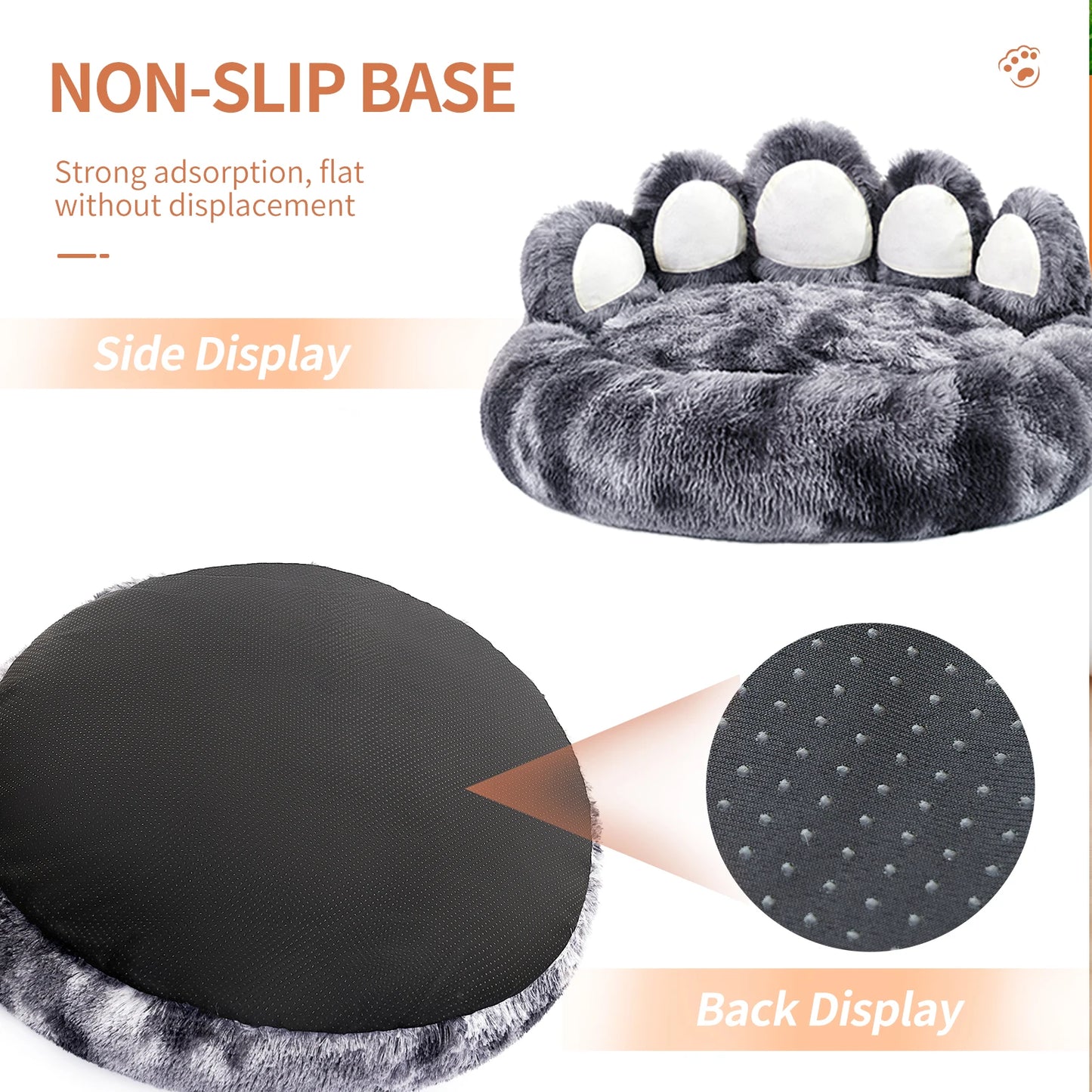 Paw Shape Dog Bed Cozy Warm Thick Cushion for Pets Deluxe