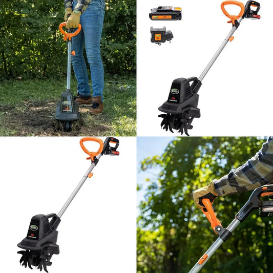 XMSJ 20V Garden Cordless Tiller Cultivator With 2Ah Battery