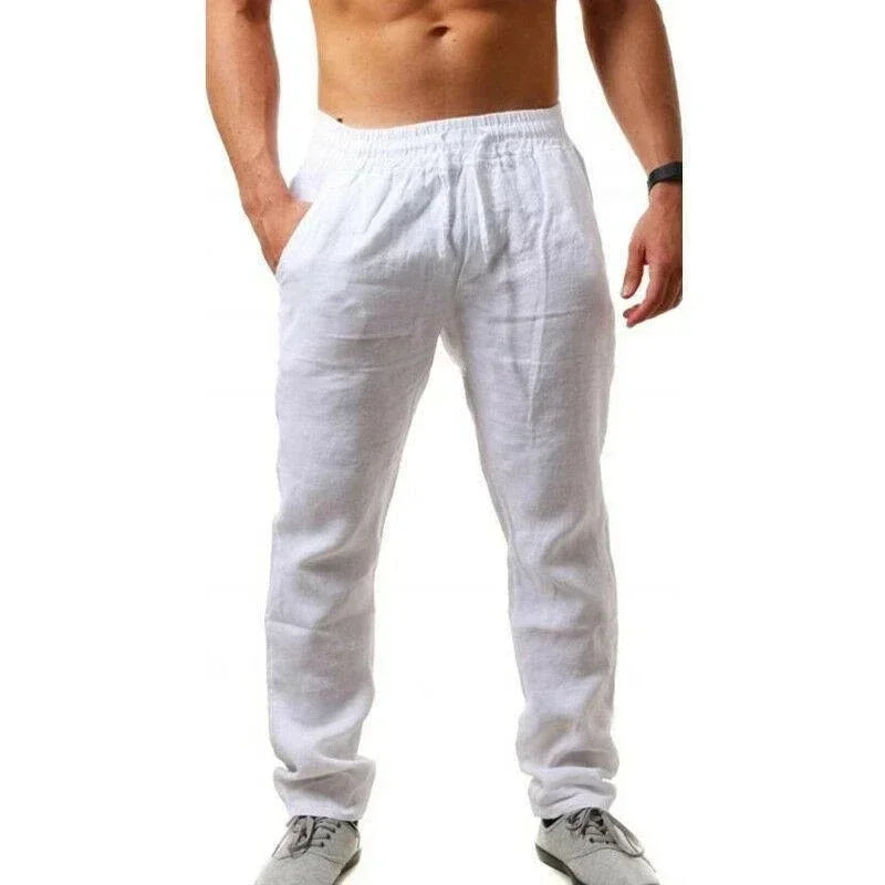 Cotton Linen Pants for Men Casual Spring Summer Loose Fit