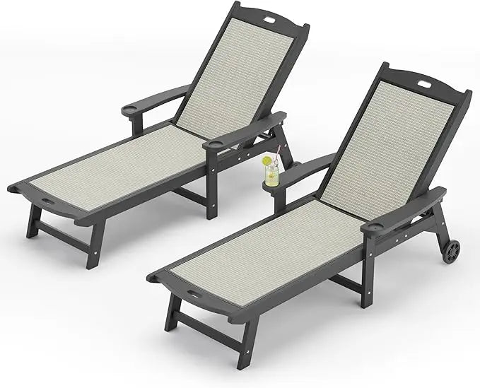 Chaise Lounge Chair Outdoor HDPS HDPE Wicker Patio Chair