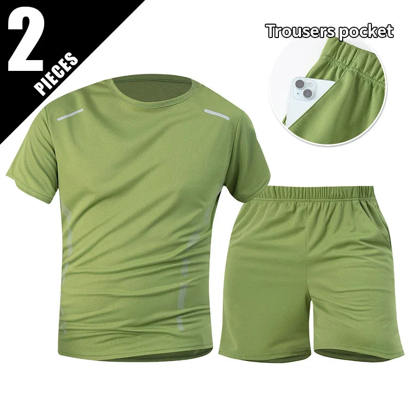 Mens Quick Dry Short Sleeve Sports Tee Solid Color Top