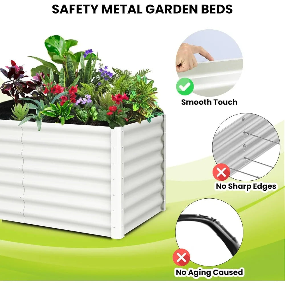 XMSJ Outdoor Raised Garden Bed Rectangular Planter Box