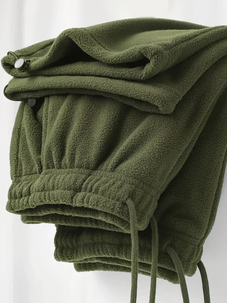 Nevettle Vintage Winter Fleece Pants Men Wide Leg Joggers