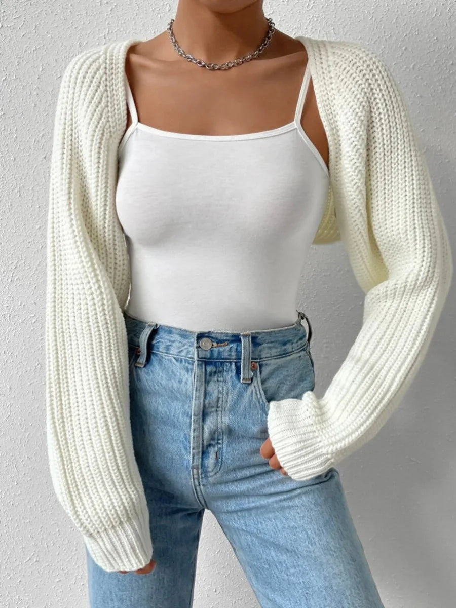 Hirigin Women Open Front Cropped Cardigan Shrug Knit Top