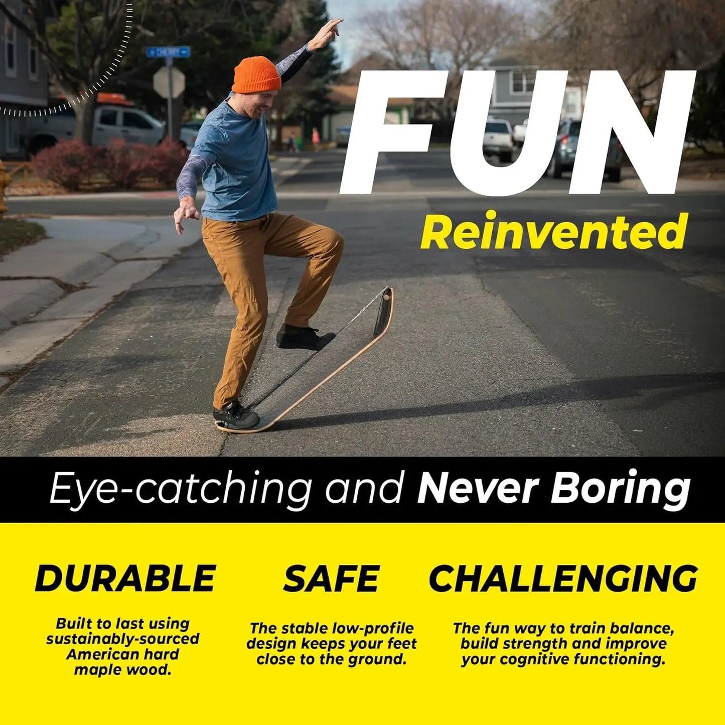 CHUZHAN Walnut Balance Board for Kids and Adults Home Gym