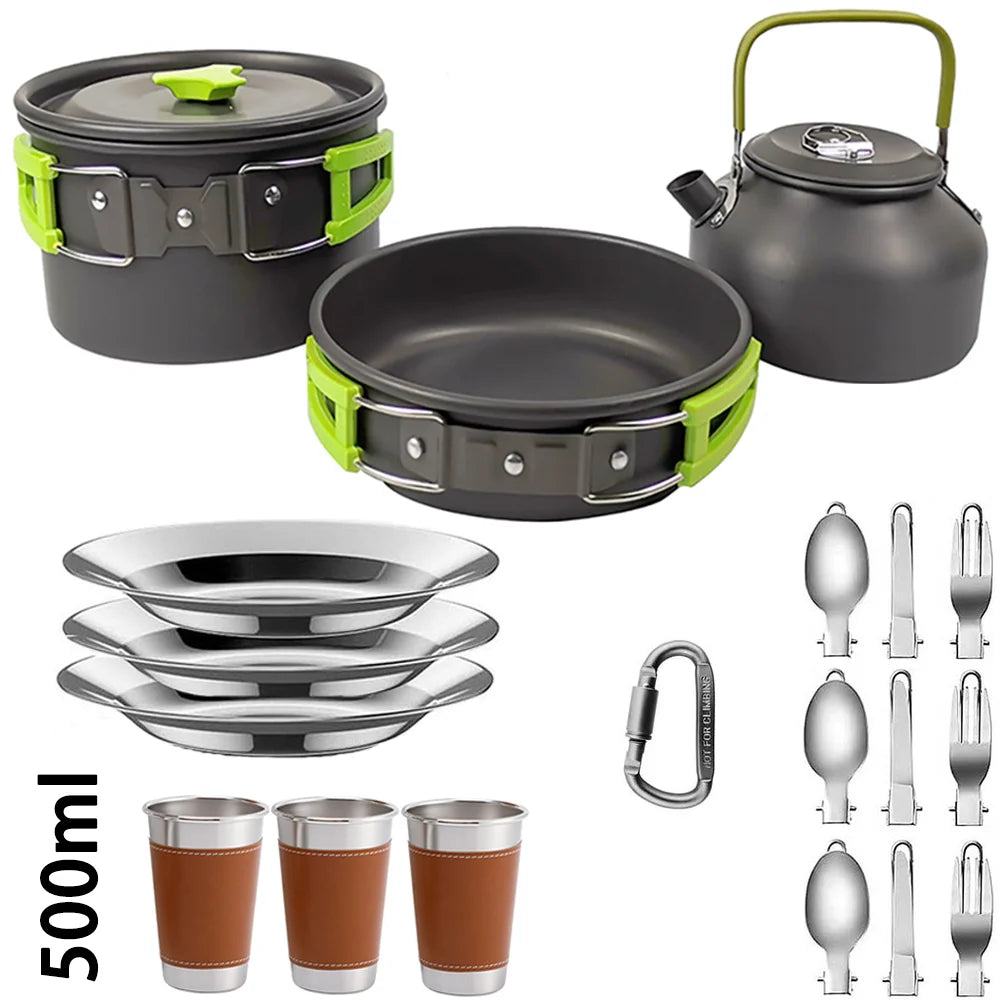 LISM Camping Cookware Set For 2 To 3 People Nonstick Pots