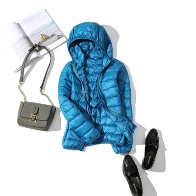 Women Ultra Light Down Parka Hooded Coat Duck Down Winter