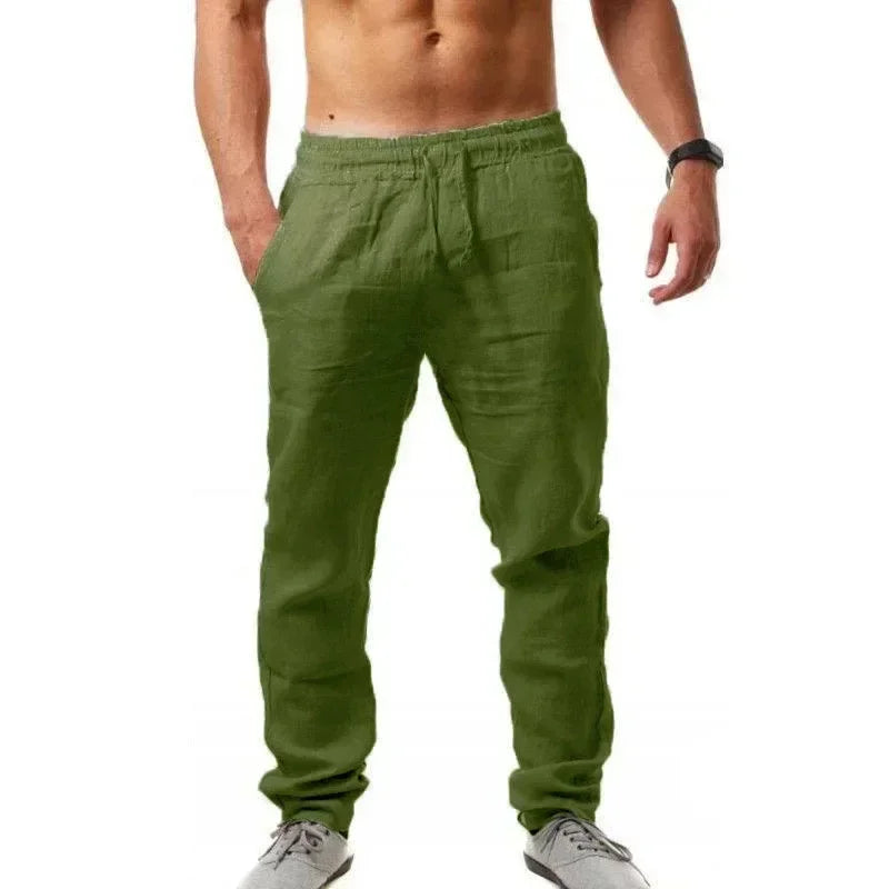 Cotton Linen Pants for Men Casual Spring Summer Loose Fit