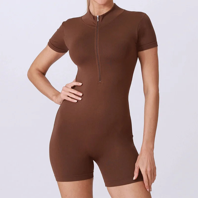 Wareball Women Zip Front Jumpsuit for Gym Fitness Wear