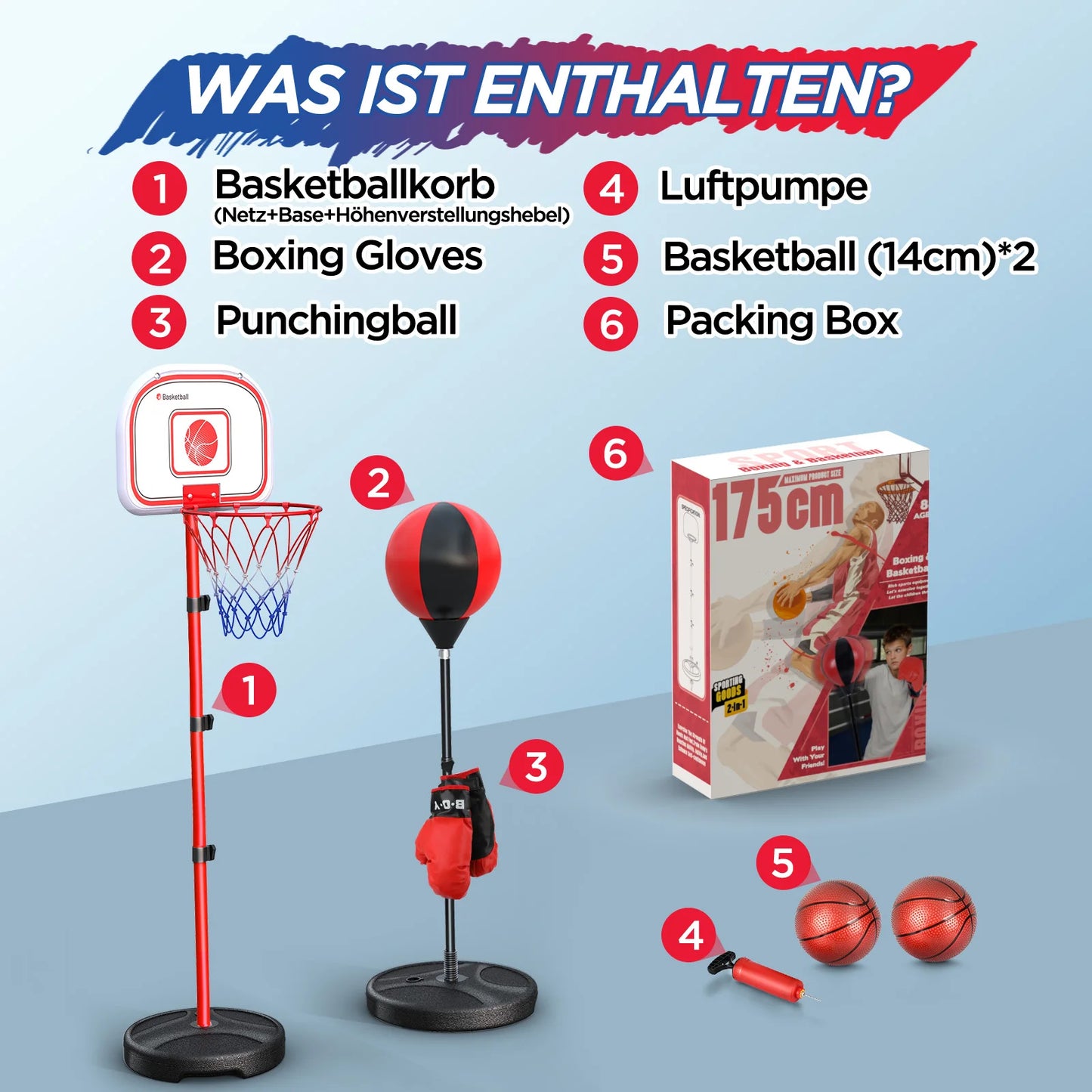 2 In 1 Kids Basketball Hoop And Punching Bag Adjustable