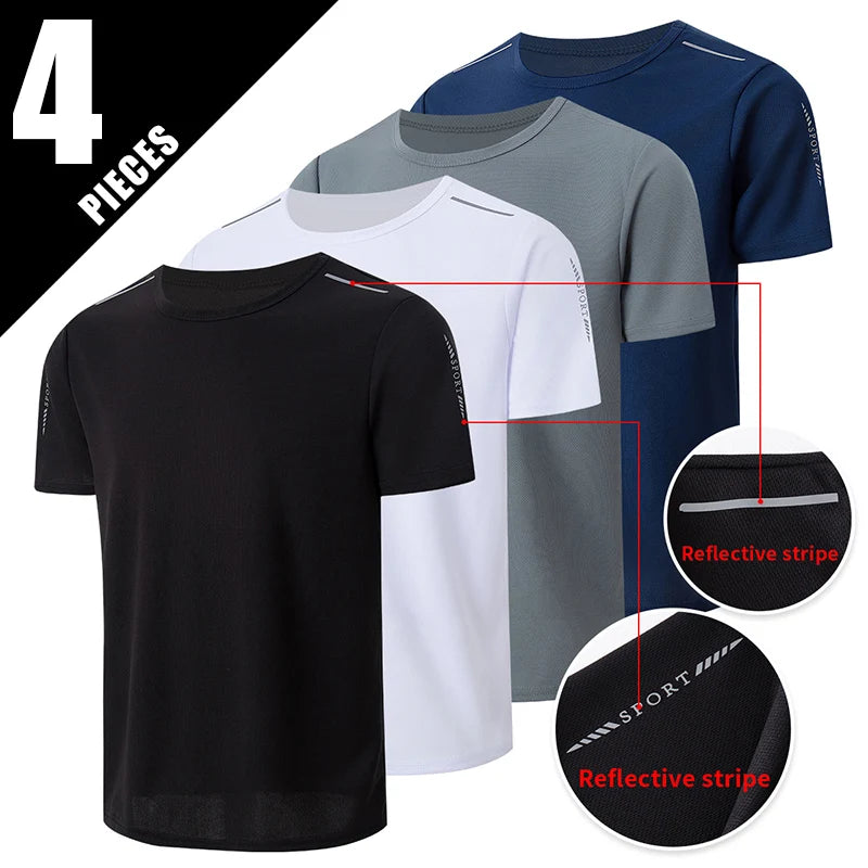 Mens Quick Dry Short Sleeve Sports Tee Solid Color Top