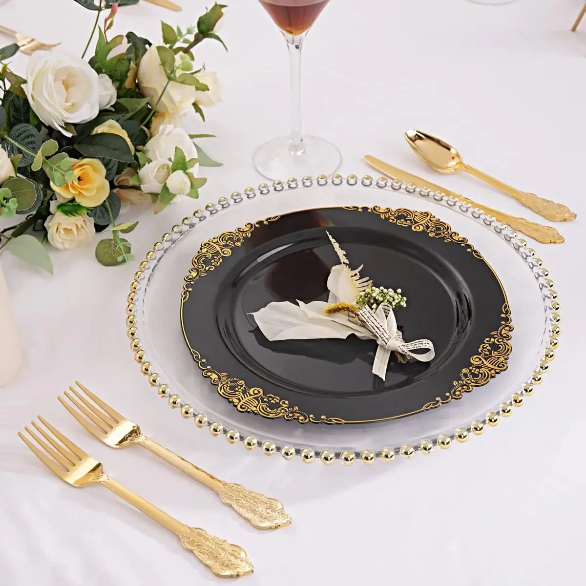 XMSJH Plastic Dinner Plates 100 Pack for Weddings Parties