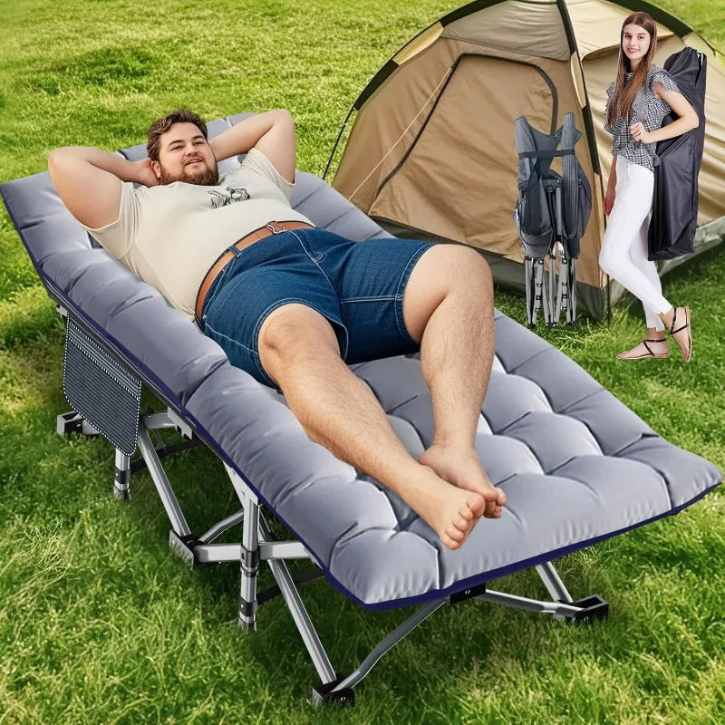 High Concerned Folding Camping Cot For Adults With Mat