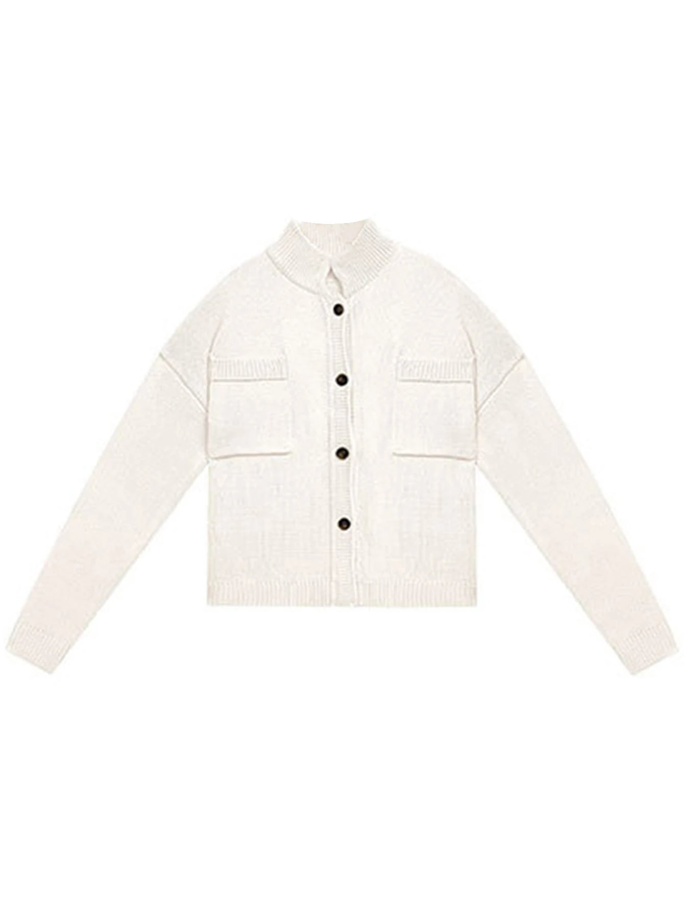 Women Knit Cardigan Long Sleeve Button Up With Pockets