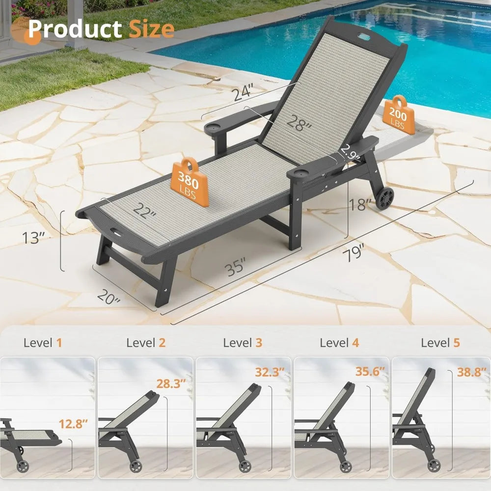 Chaise Lounge Chair Outdoor HDPS HDPE Wicker Patio Chair