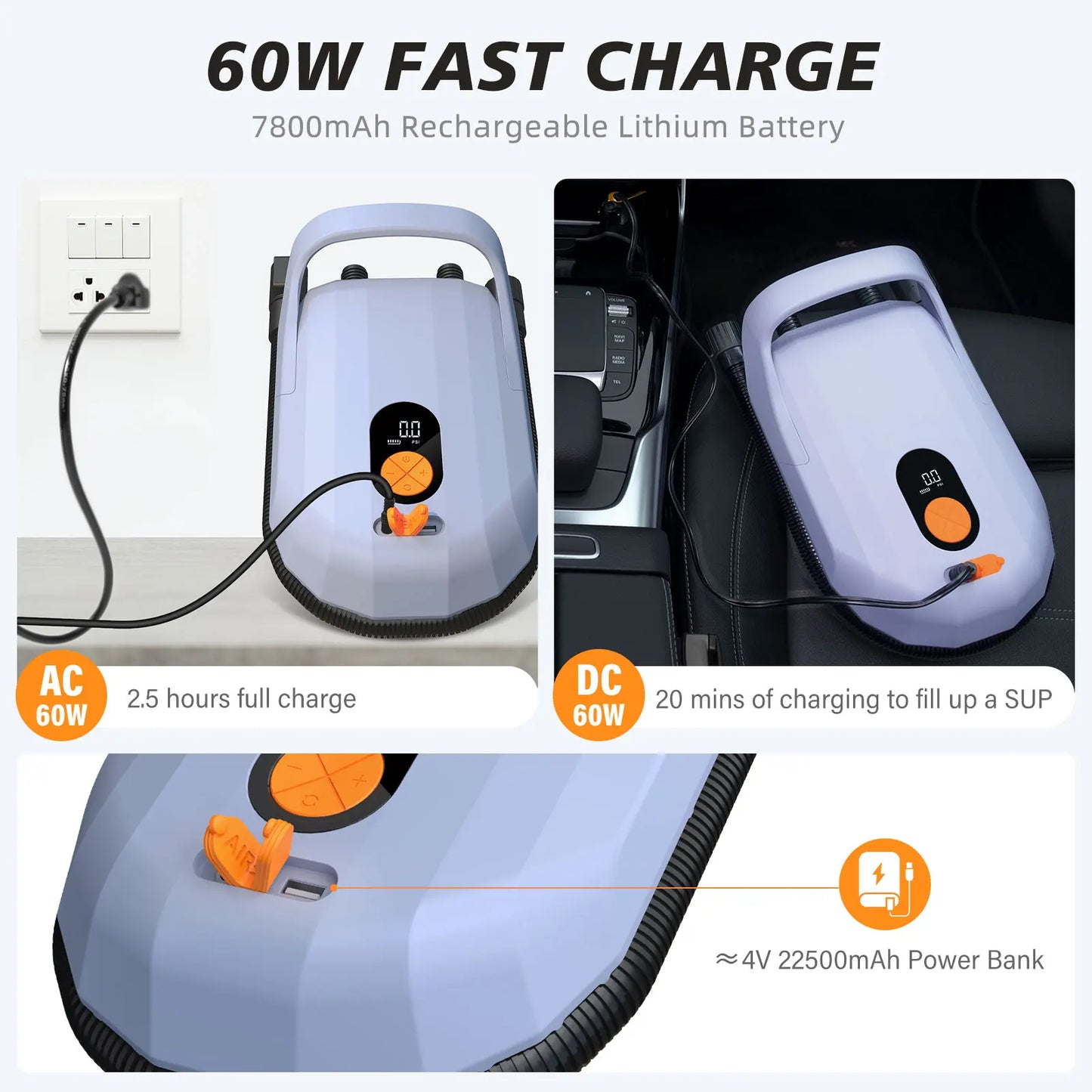 AIRBANKEPUMP SUP Electric Air Pump Battery 7800mAh 20 PSI