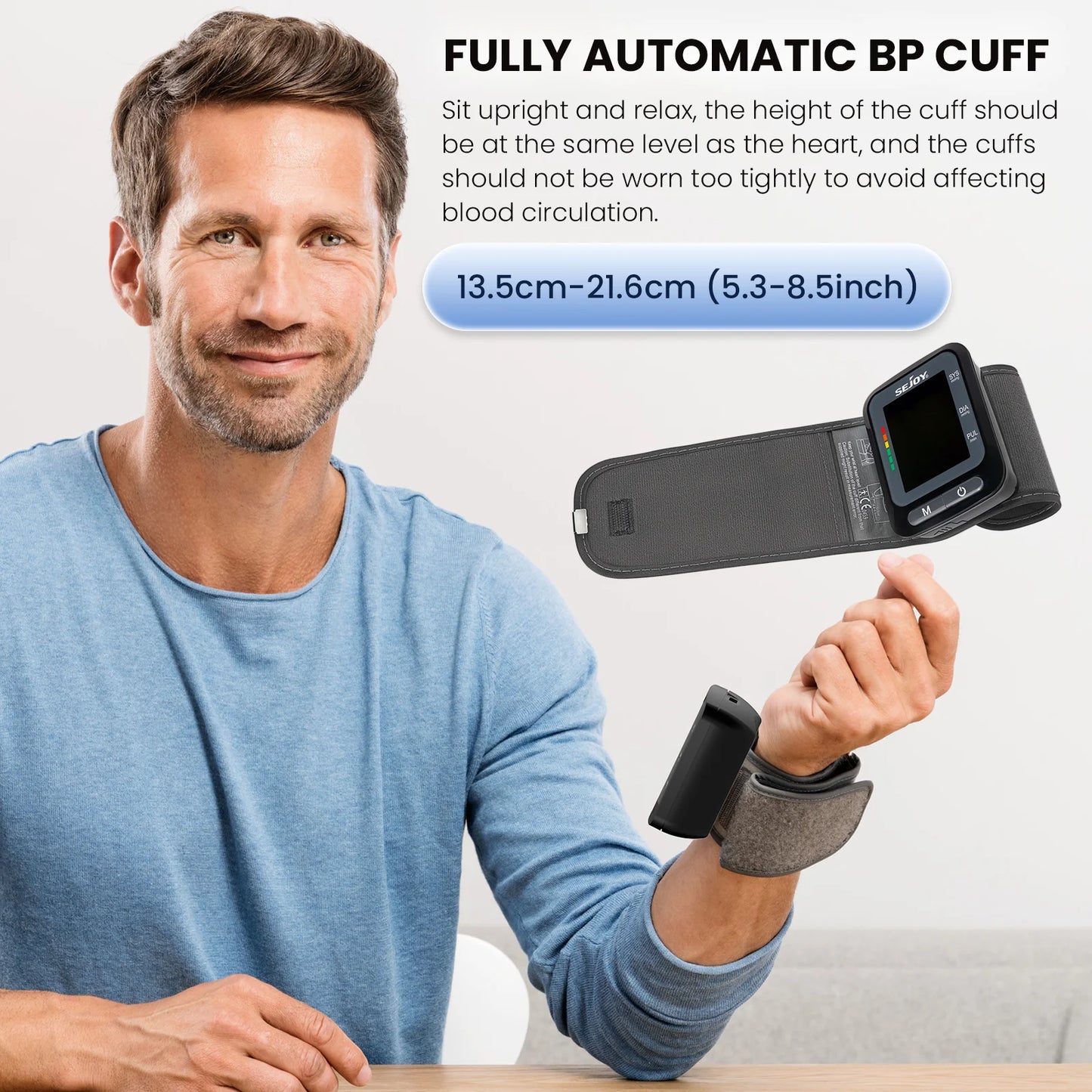 SEJOY Wrist Blood Pressure Monitor Digital Sphygmomanometer