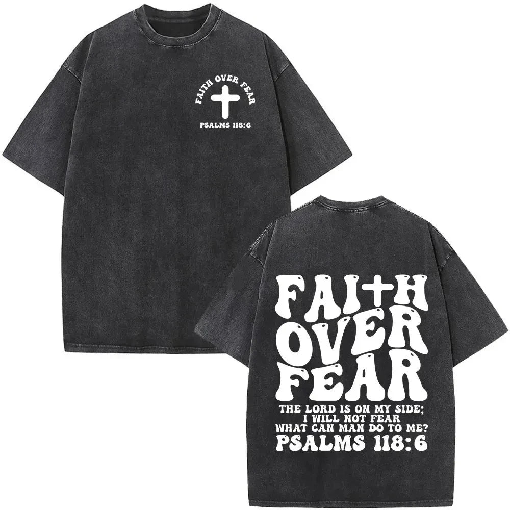 Jesus Faith Overcomes Fear Bible Christian Scripture Tee