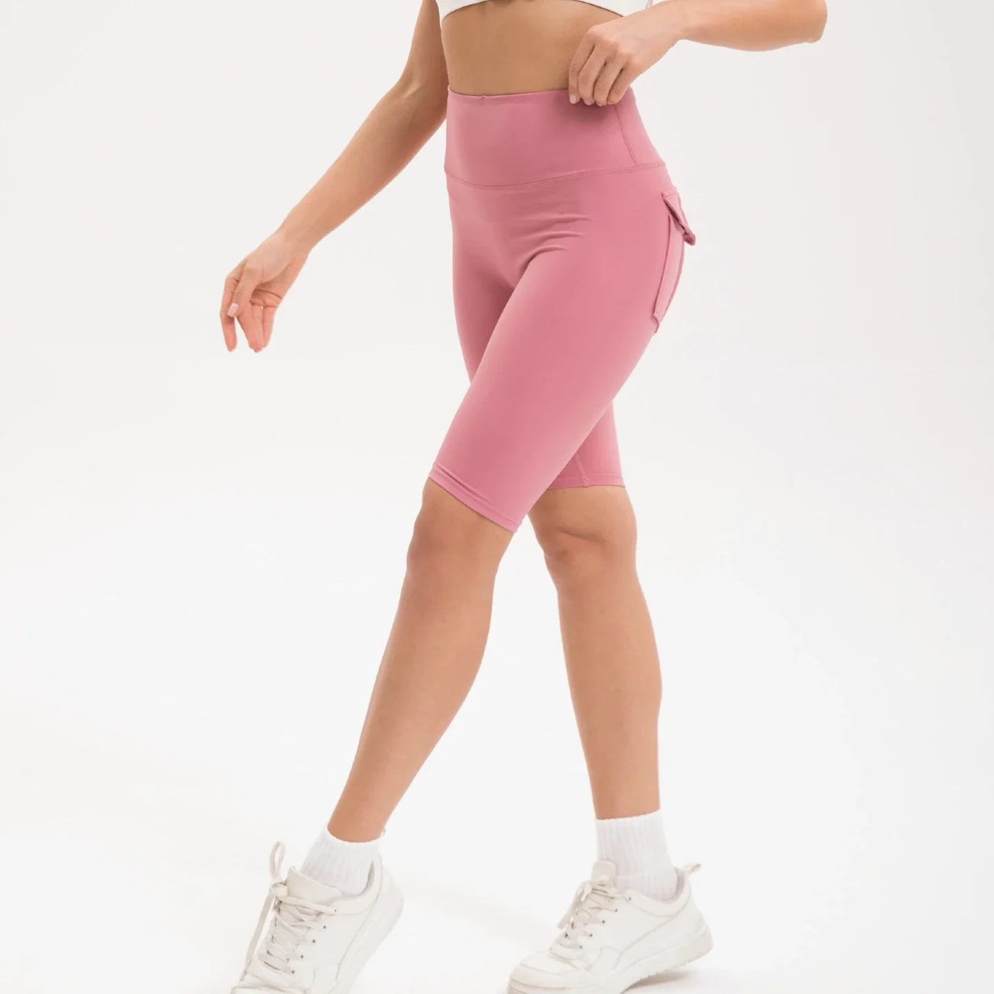 Three Pack Women's High Waisted Gym Shorts With Pockets