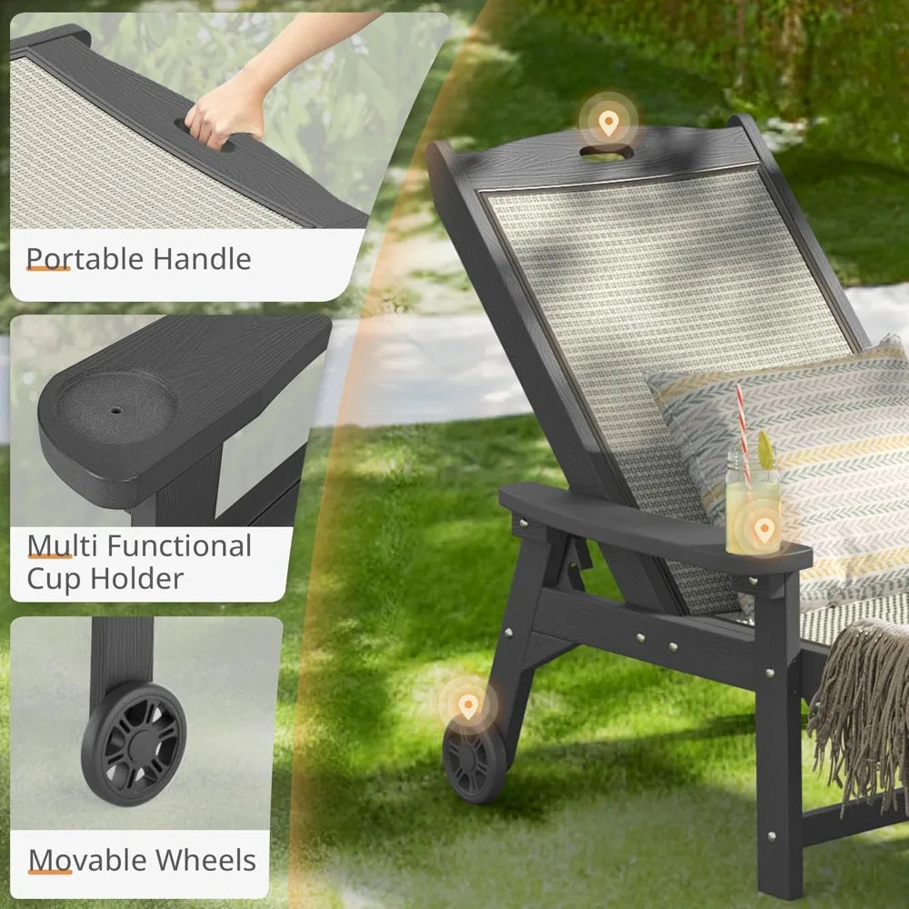 Chaise Lounge Chair Outdoor HDPS HDPE Wicker Patio Chair