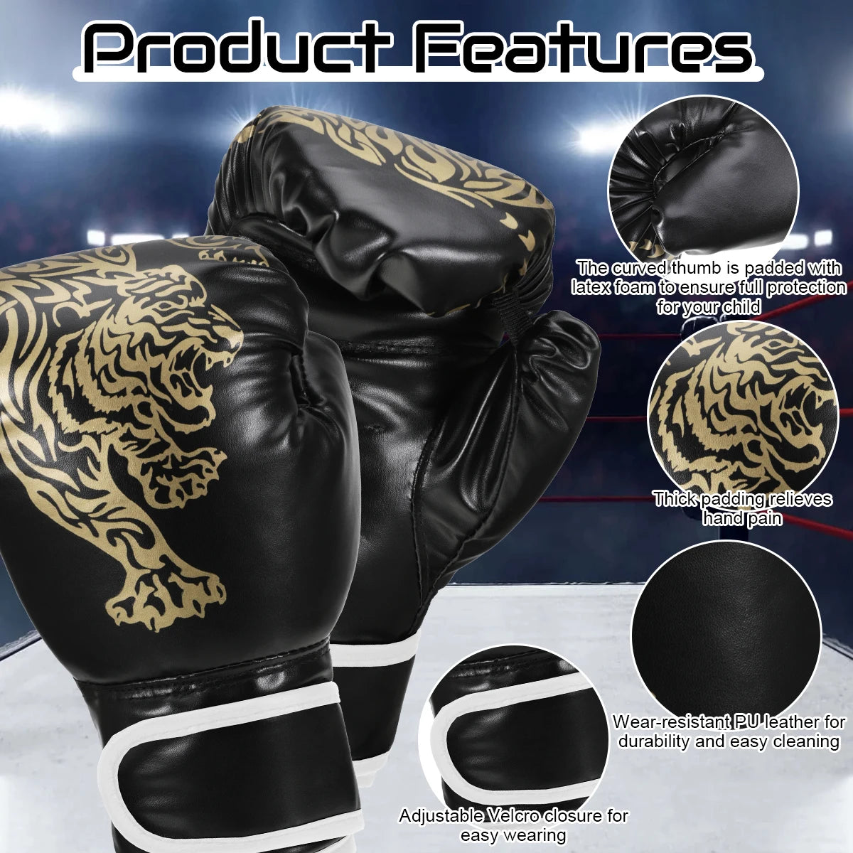 Elenxs Boxing Gloves Breathable PU Leather Training Gloves