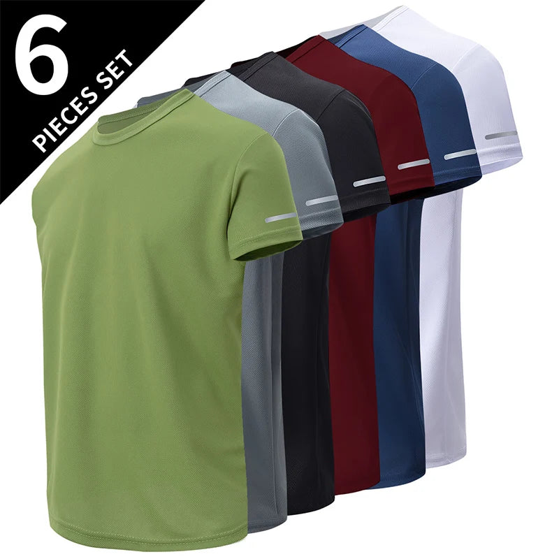 Mens Quick Dry Short Sleeve Sports Tee Solid Color Top